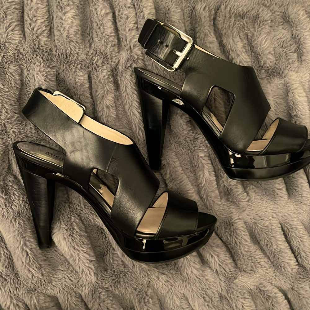 Michael Kors Black Leather Heels - Carla - worn only once on carpet.